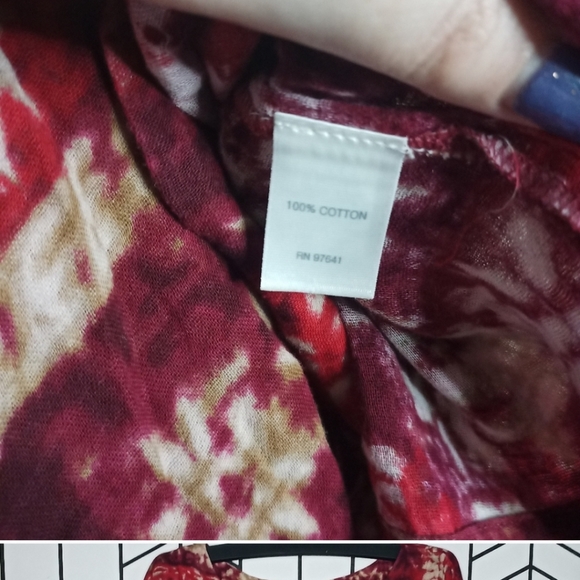 J Jill kimono style top. Deep burgundy color beige designs. - Picture 4 of 4